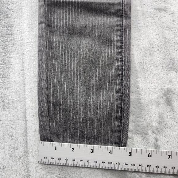 NEW Vanilla Star Jeans Womens 3 Juniors Gray Pin Striped Mid Rise Skinny Ankle - Picture 16 of 16